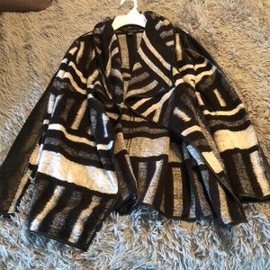 Asymmetrical Faux Leather Cardi